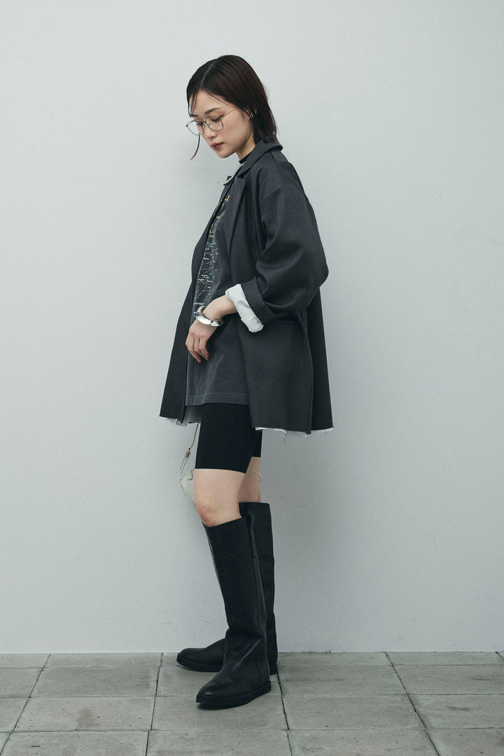 [予約/SET]ヘザーエステルテーラードジャケット+vintage-Tシャツ+ショート丈レギンス(3set)