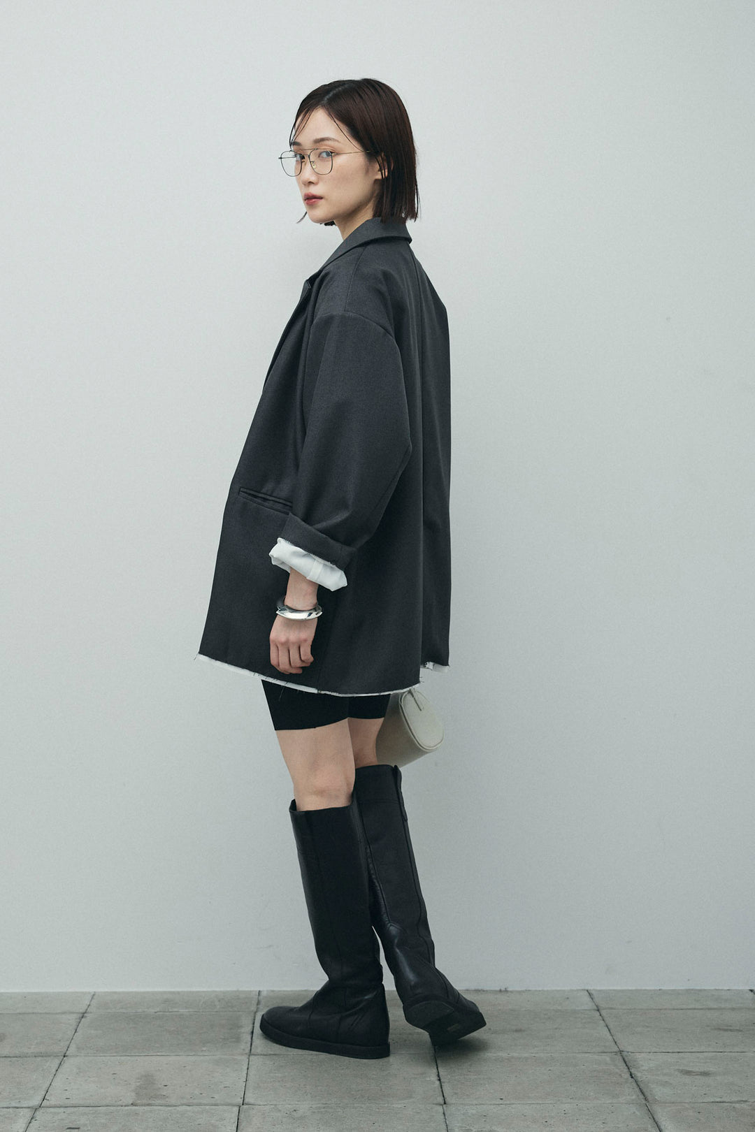 [予約/SET]ヘザーエステルテーラードジャケット+vintage-Tシャツ+ショート丈レギンス(3set)