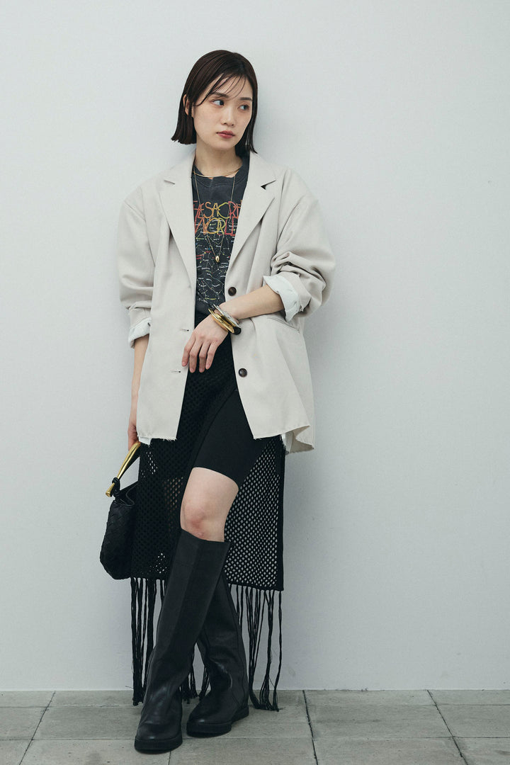 [予約/SET]ヘザーエステルテーラードジャケット+vintage-Tシャツ+ショート丈レギンス(3set)