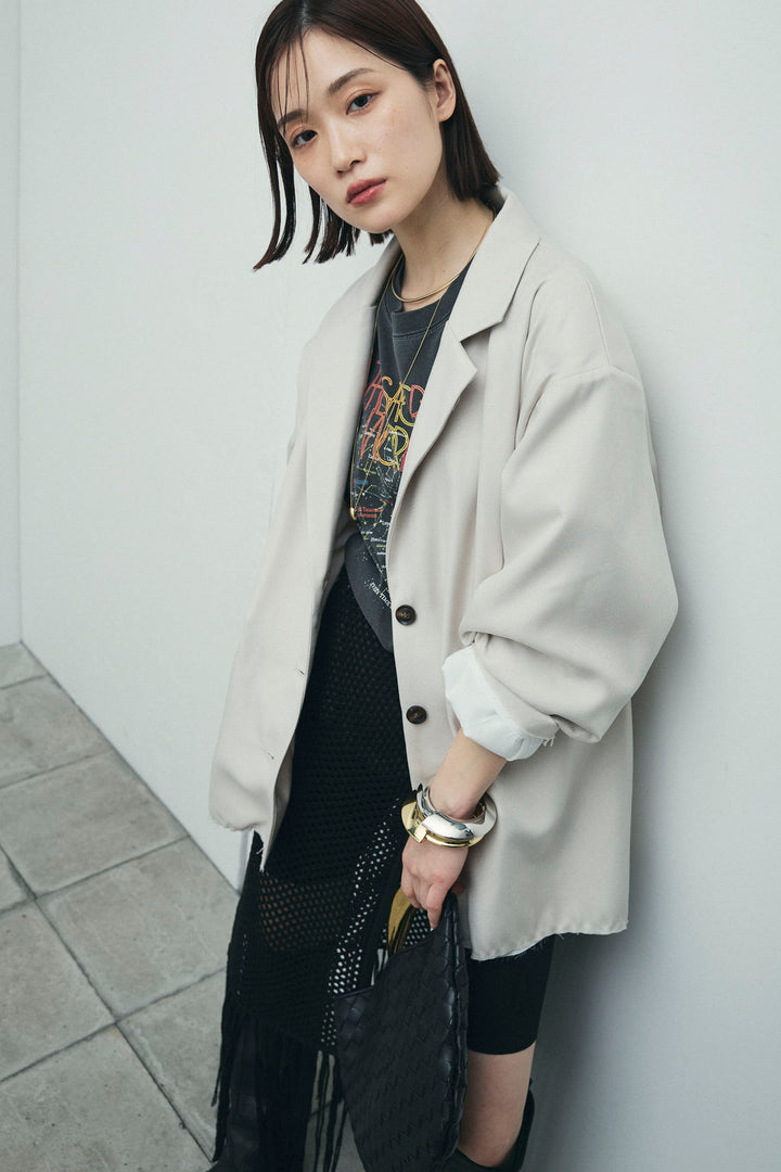 [予約/SET]ヘザーエステルテーラードジャケット+vintage-Tシャツ+ショート丈レギンス(3set)