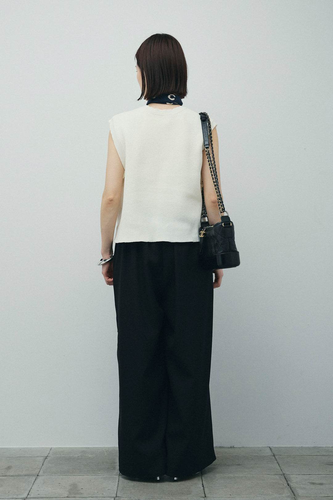 [予約/SET]畦編み金釦ルーズベスト+アシメプリーツパンツ(2set)