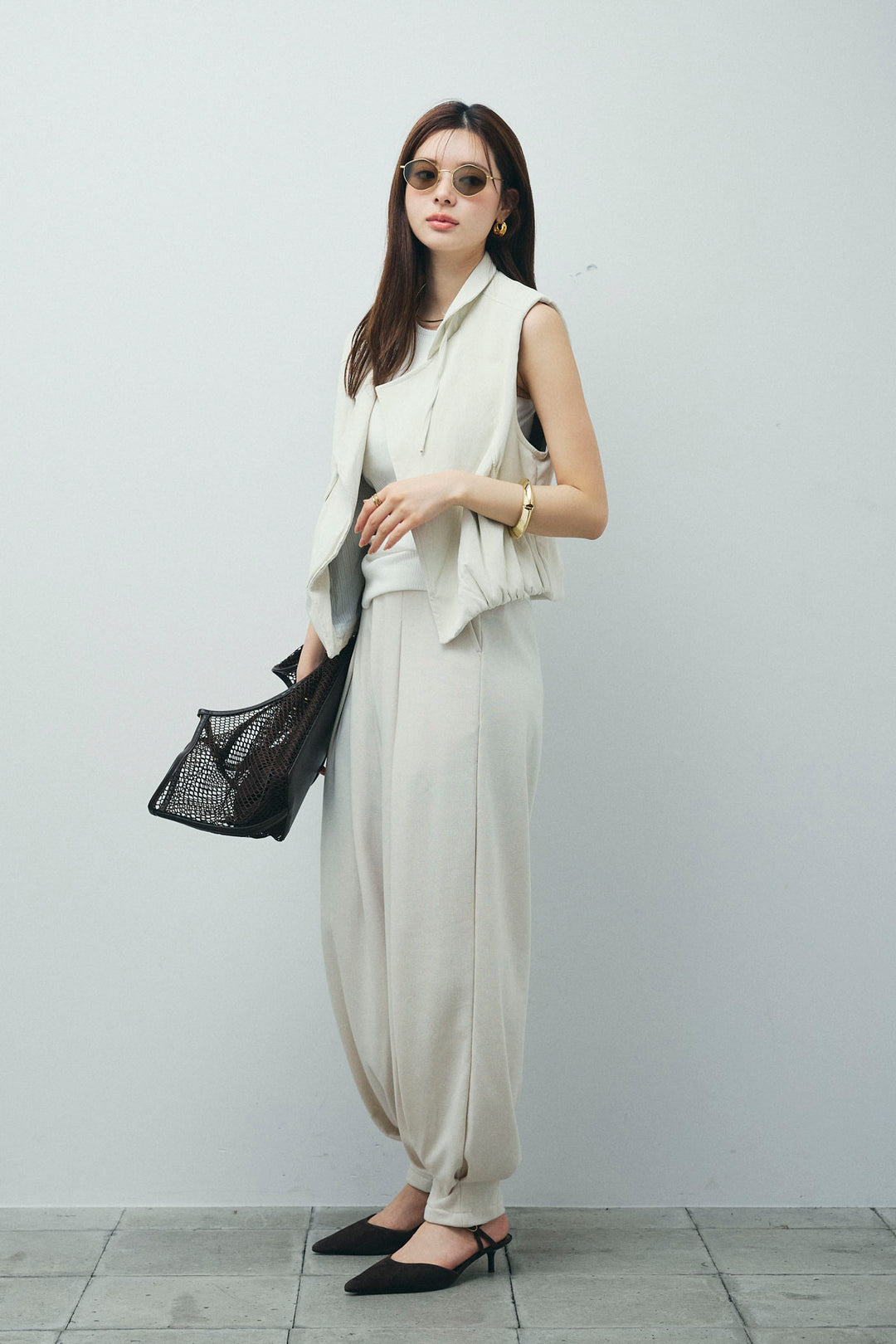 フェイクスウェードショートベスト