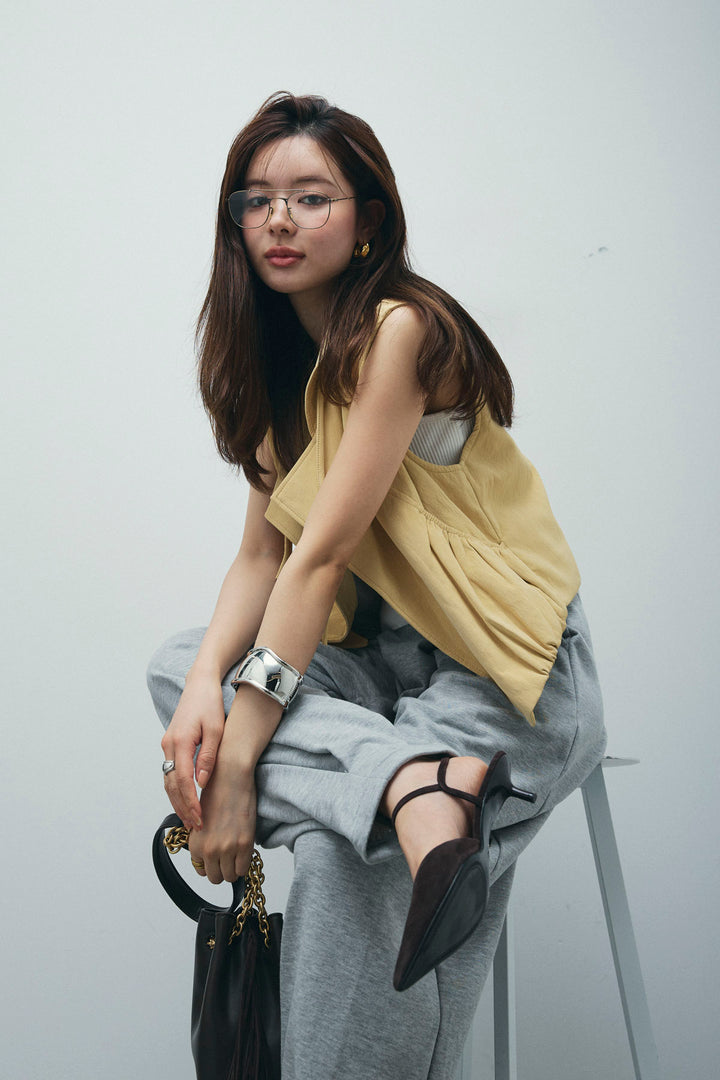 [予約/SET]フェイクスウェードショートベスト+タックボリュームスウェットパンツ(2set)