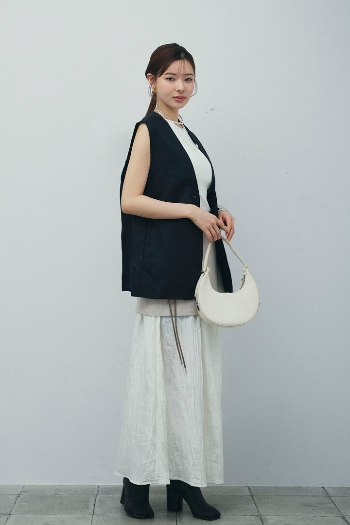 [予約/SET]ノーカラージレ+レイヤードスカート(2set)