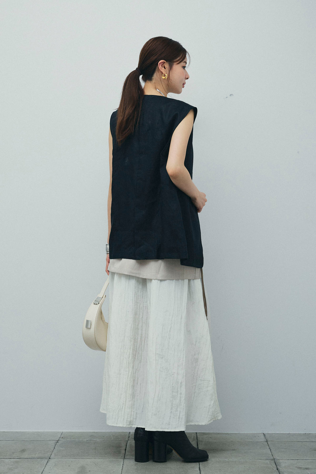 [予約/SET]ノーカラージレ+レイヤードスカート(2set)