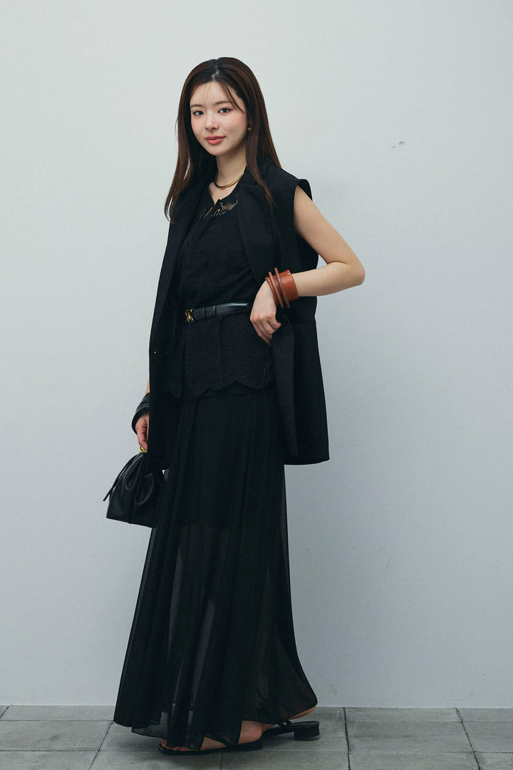 [予約/SET]ヘザーエステルテーラードジレ+オーガンジーレースPO(2set)