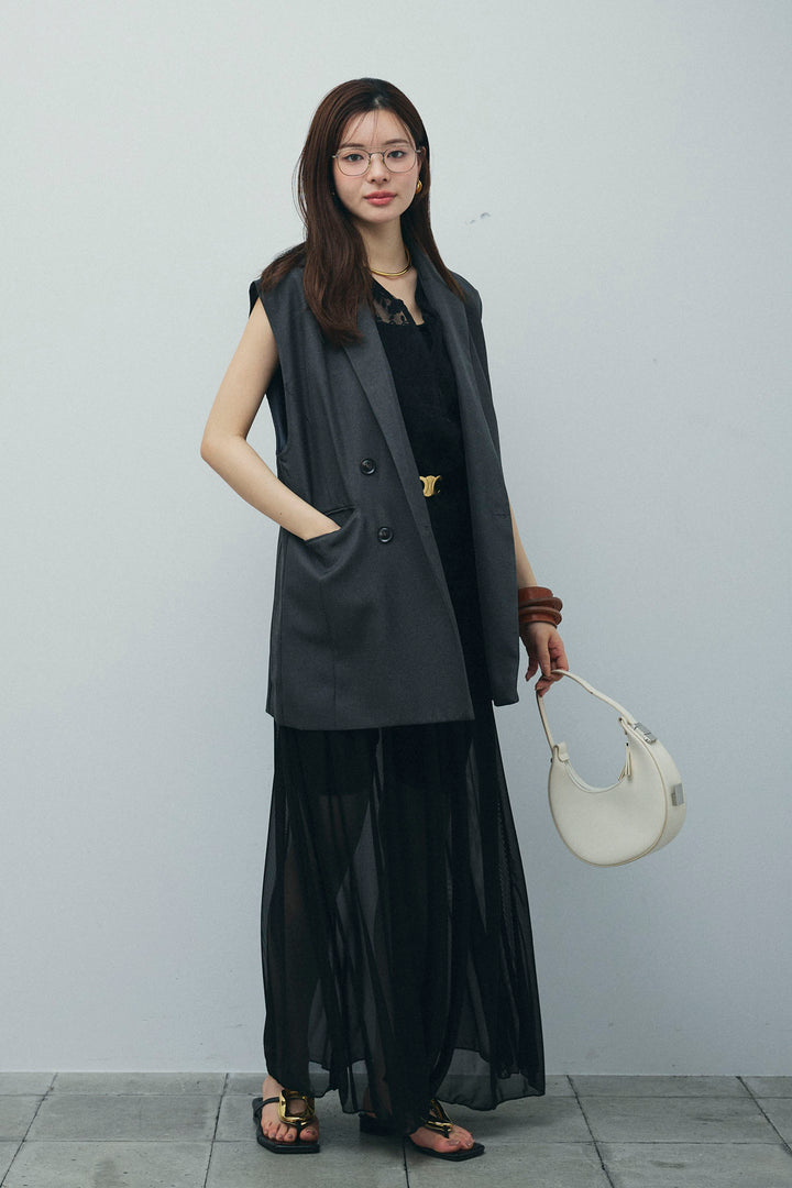 [予約/SET]ヘザーエステルテーラードジレ+シアーキャミOP(2set)