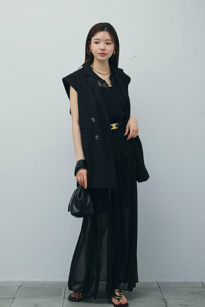 [予約/SET]ヘザーエステルテーラードジレ+オーガンジーレースPO+シアーキャミOP+リブハーフレギンス(4set)