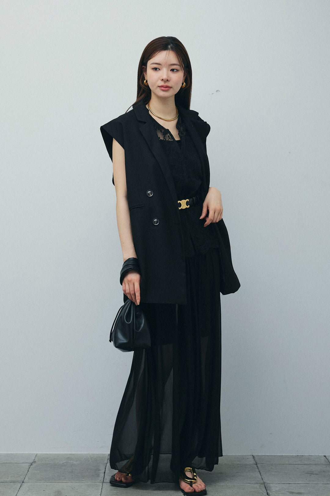 [予約/SET]ヘザーエステルテーラードジレ+シアーキャミOP(2set)