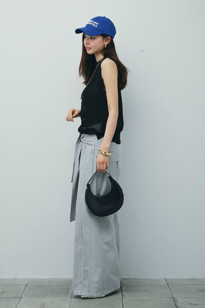 [予約/SET]フィッシュネットノースリーブニット+カップ付きストラップキャミ(2set)