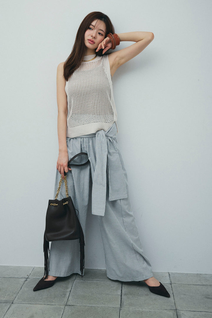 [予約/SET]フィッシュネットノースリーブニット+カップ付きストラップキャミ(2set)