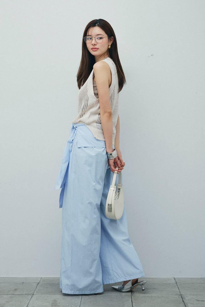 [予約/SET]フィッシュネットノースリーブニット+カップ付きストラップキャミ(2set)