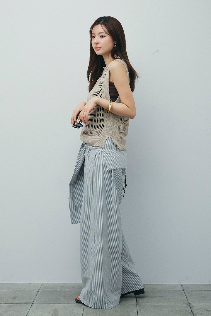 [予約/SET]フィッシュネットノースリーブニット+カップ付きストラップキャミ(2set)