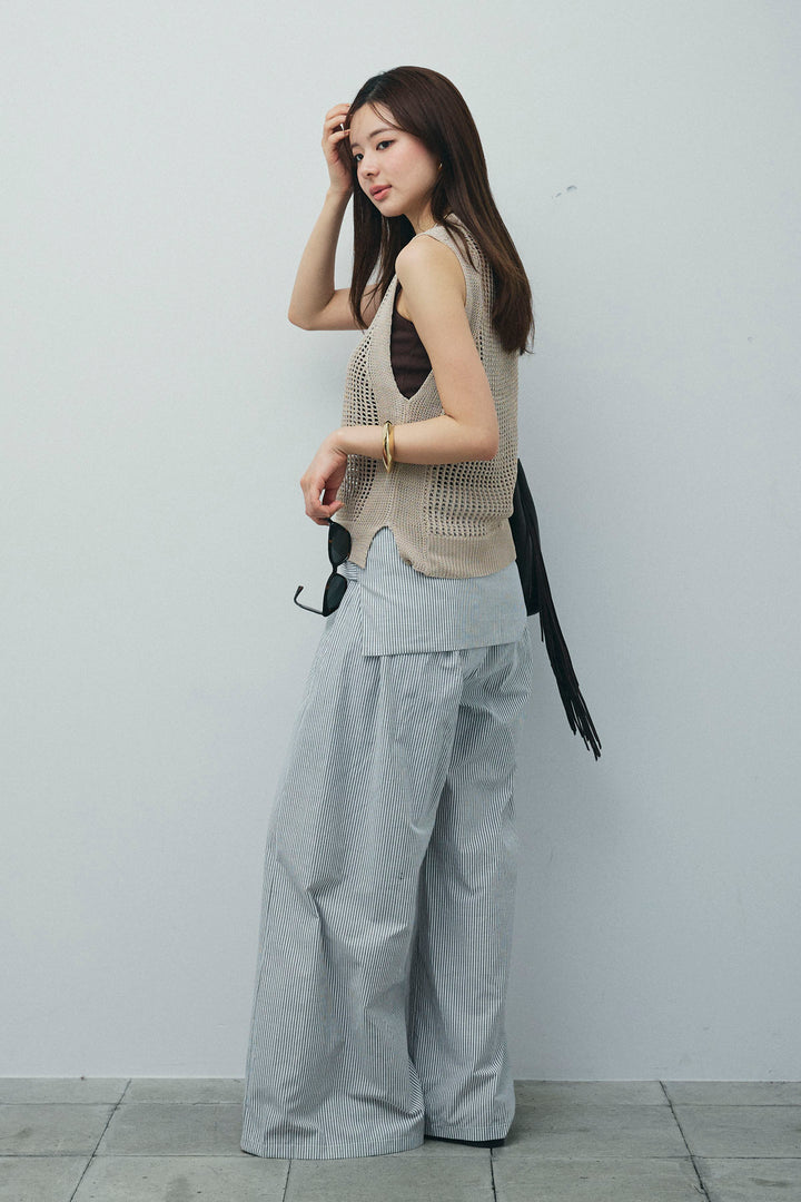 [予約/SET]フィッシュネットノースリーブニット+カップ付きストラップキャミ(2set)