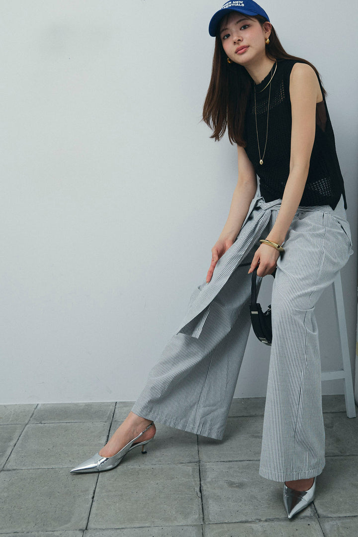 [予約/SET]フィッシュネットノースリーブニット+カップ付きストラップキャミ(2set)