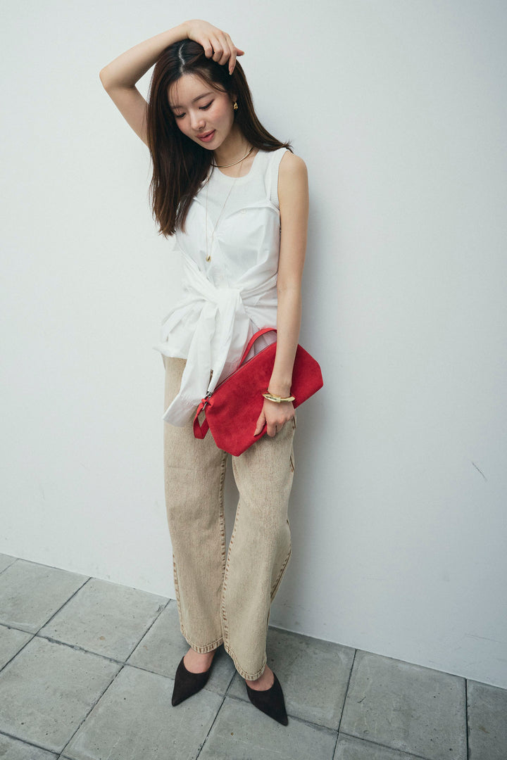 [予約/SET]2WAYキャミソールビスチェシャツ+カットアウトリブタンク+ヴィンテージカーブデニムパンツ(3set)