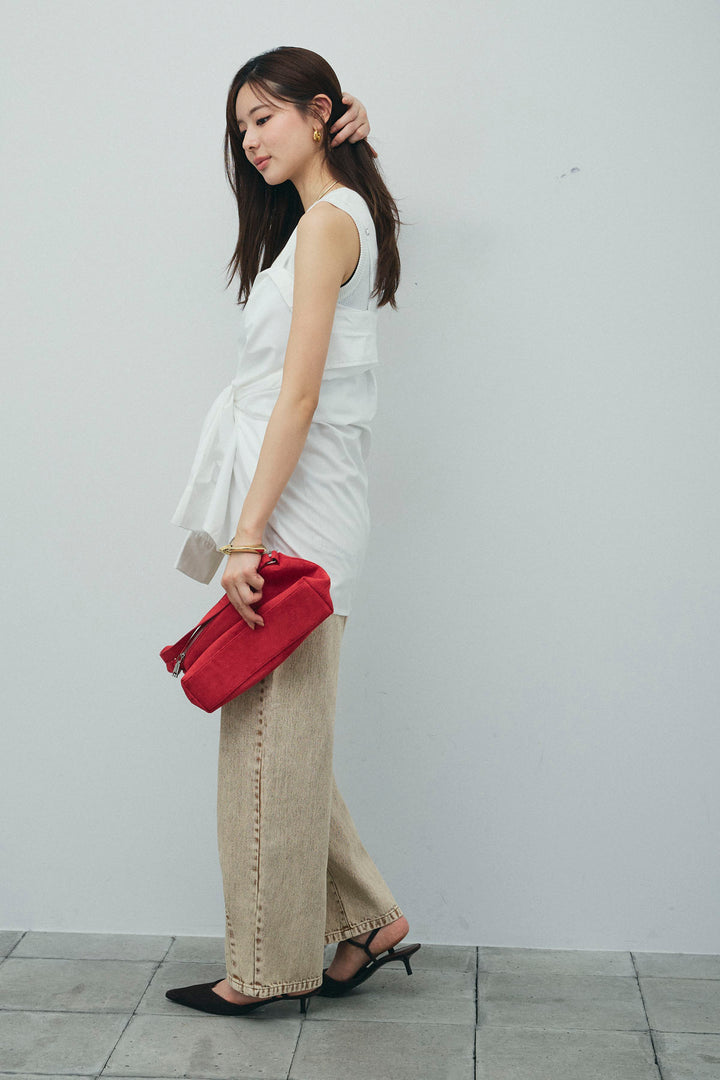 [予約/SET]2WAYキャミソールビスチェシャツ+カットアウトリブタンク(2set)