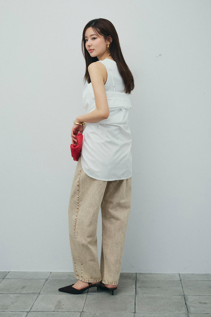 [予約/SET]2WAYキャミソールビスチェシャツ+カットアウトリブタンク(2set)