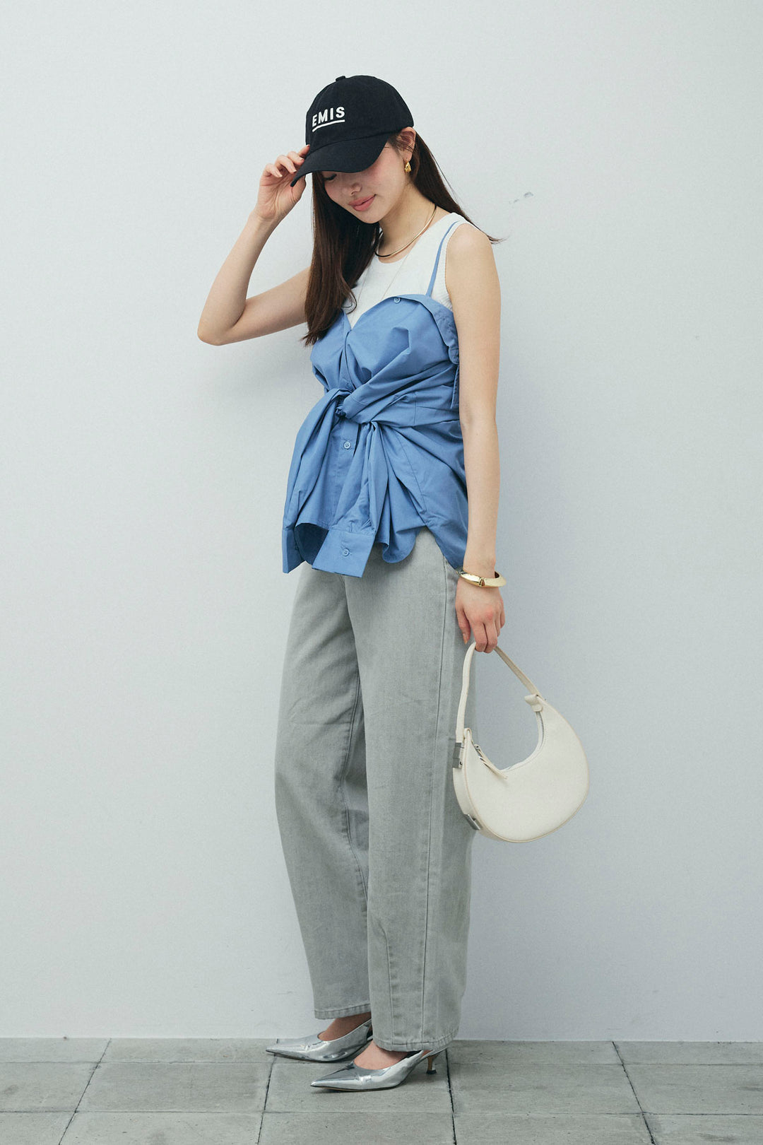 [予約/SET]2WAYキャミソールビスチェシャツ+カットアウトリブタンク(2set)