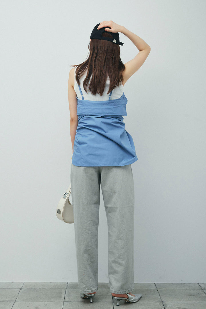 [予約/SET]2WAYキャミソールビスチェシャツ+カットアウトリブタンク(2set)