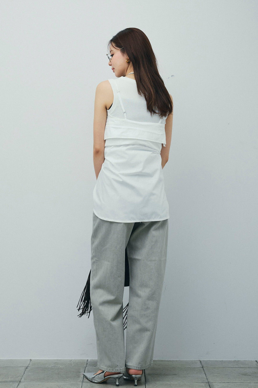 [予約/SET]2WAYキャミソールビスチェシャツ+カットアウトリブタンク(2set)