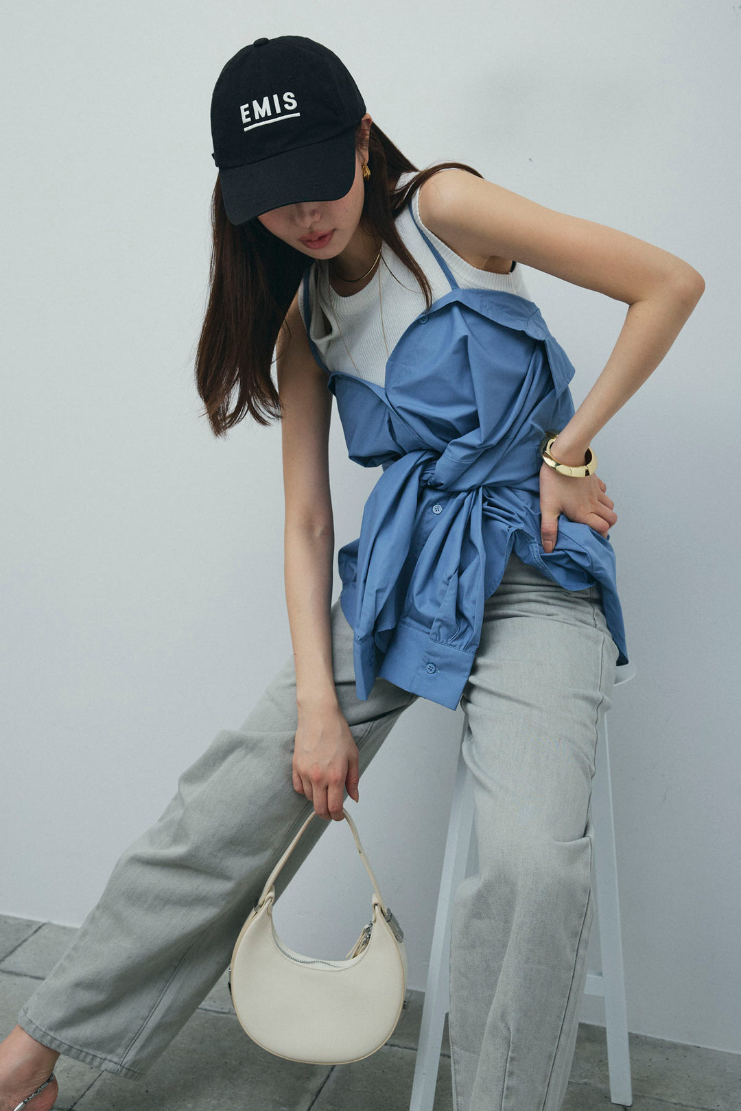 [予約/SET]2WAYキャミソールビスチェシャツ+カットアウトリブタンク(2set)