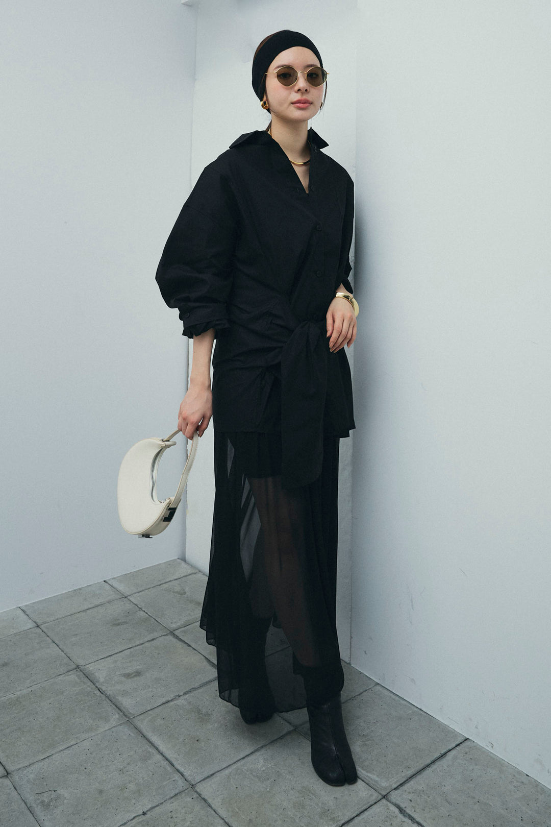 [予約/SET]ウエストラップロングシャツ+シアーキャミOP(2set)