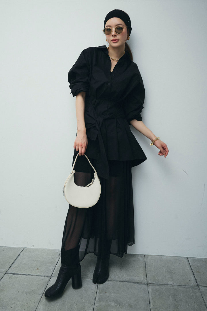 [予約/SET]ウエストラップロングシャツ+シアーキャミOP(2set)