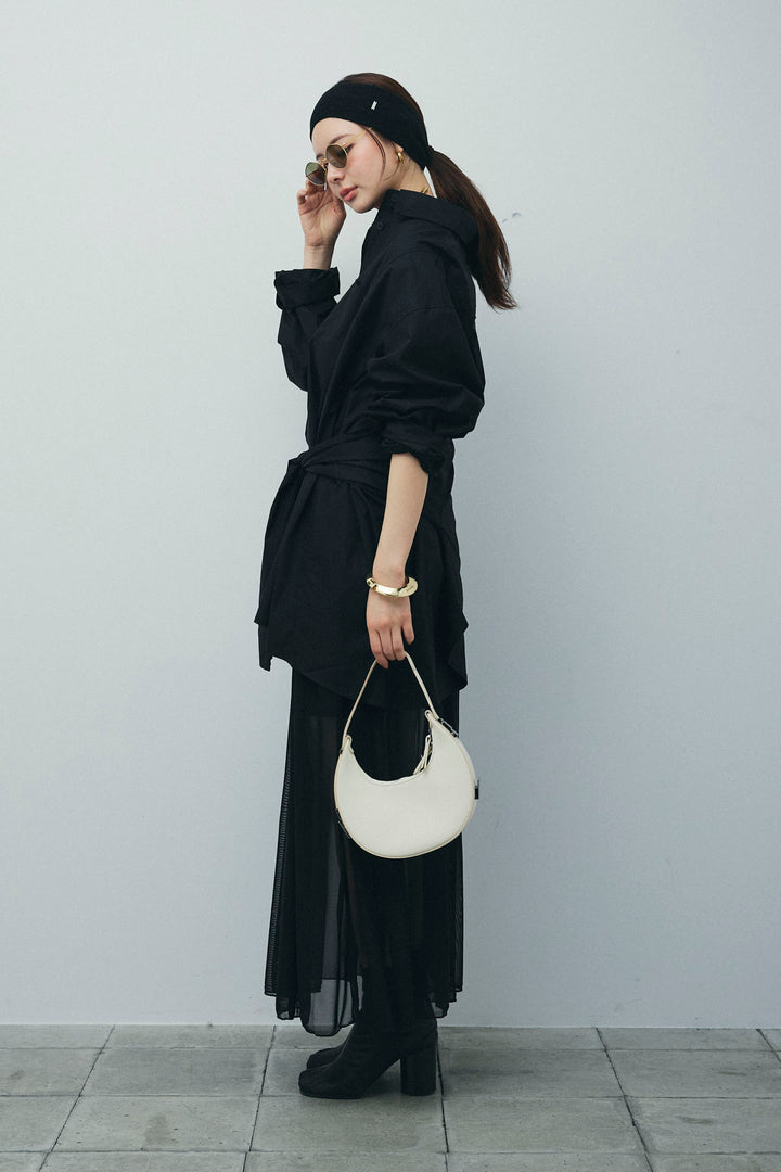 [予約/SET]ウエストラップロングシャツ+シアーキャミOP+リブハーフレギンス(3set)