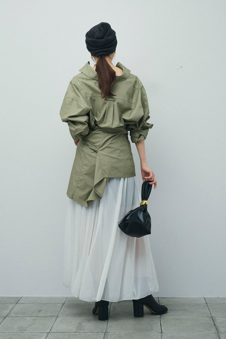 [予約/SET]ウエストラップロングシャツ+シアーキャミOP+リブハーフレギンス(3set)