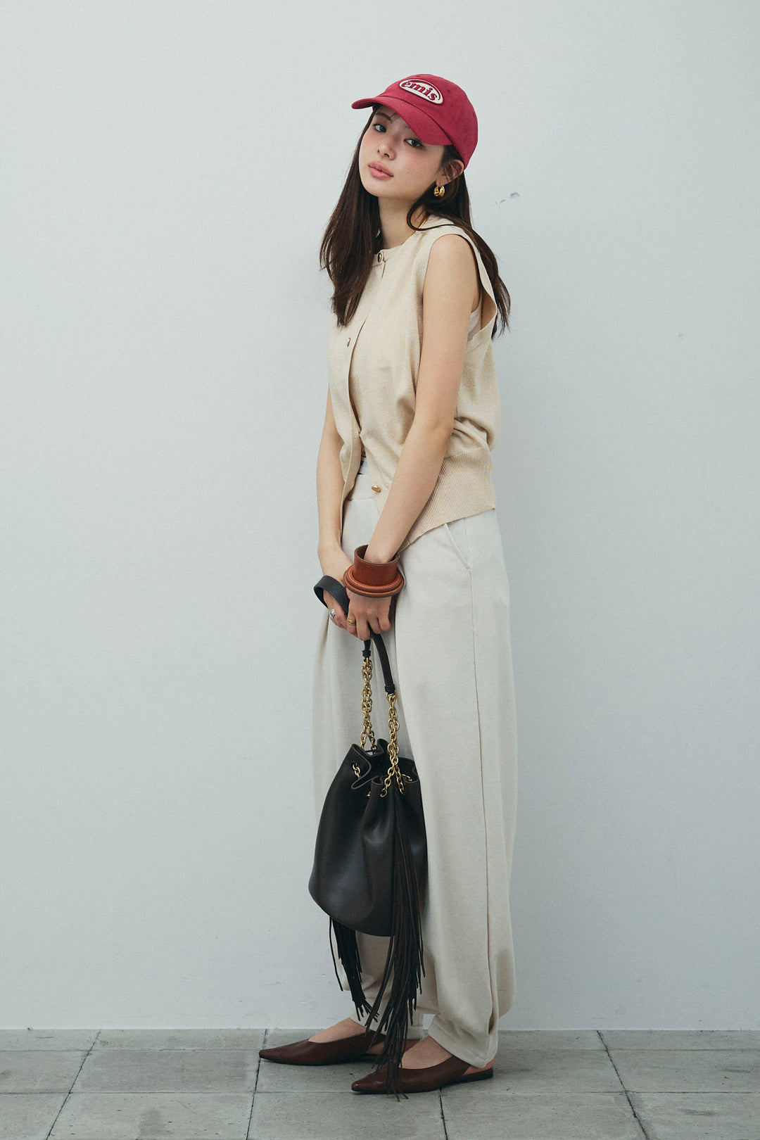 [予約/SET]ラメベスト+タックボリュームスウェットパンツ(2set)