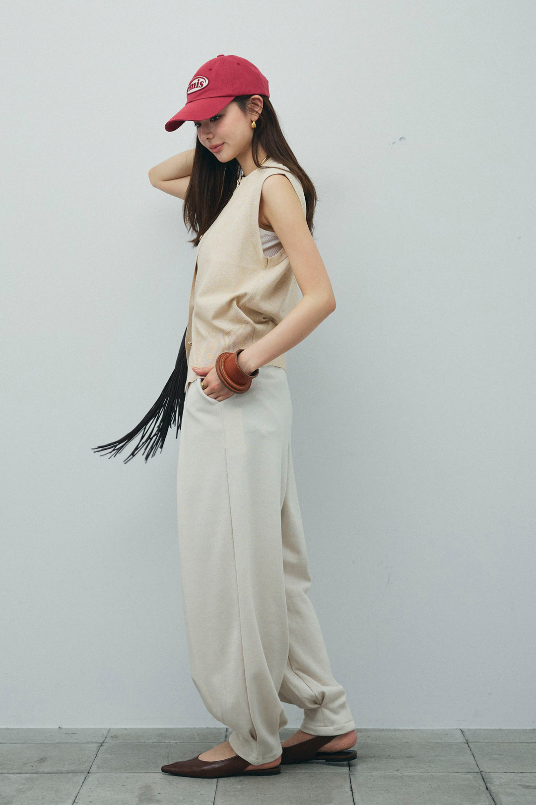 [予約/SET]ラメベスト+タックボリュームスウェットパンツ(2set)