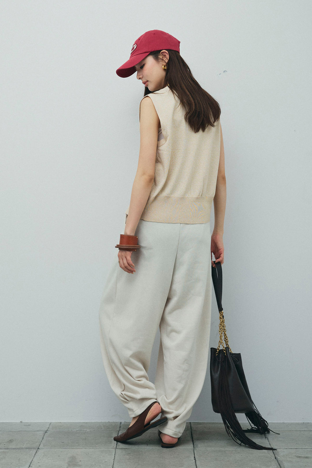 [予約/SET]ラメベスト+タックボリュームスウェットパンツ(2set)