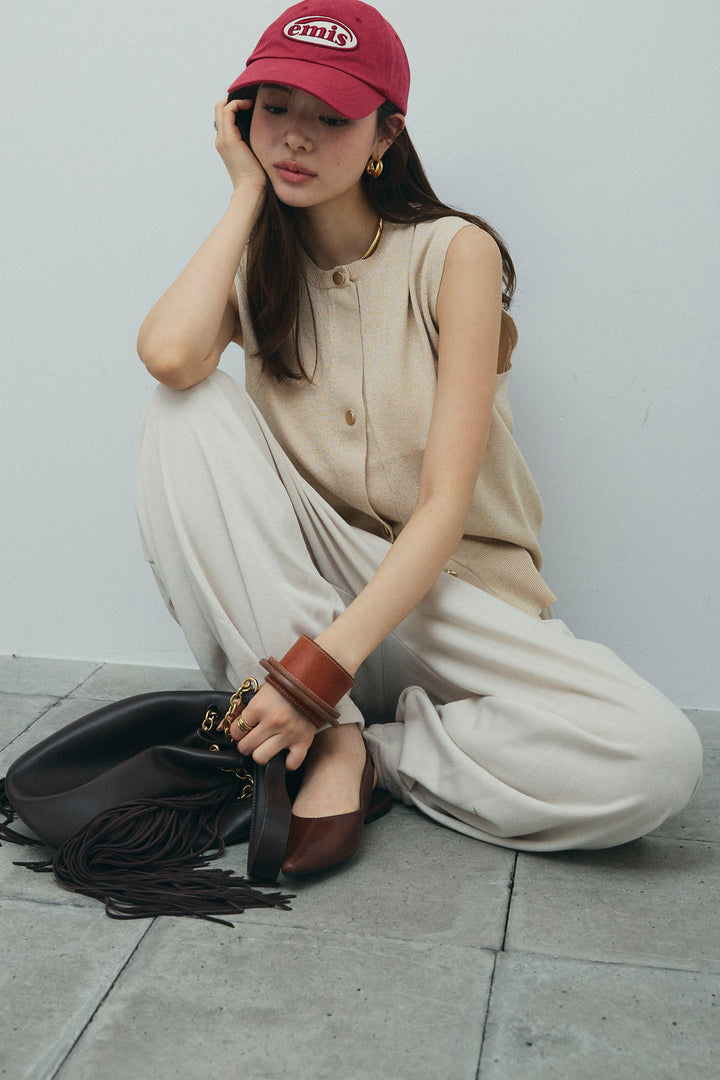 [予約/SET]ラメベスト+タックボリュームスウェットパンツ(2set)