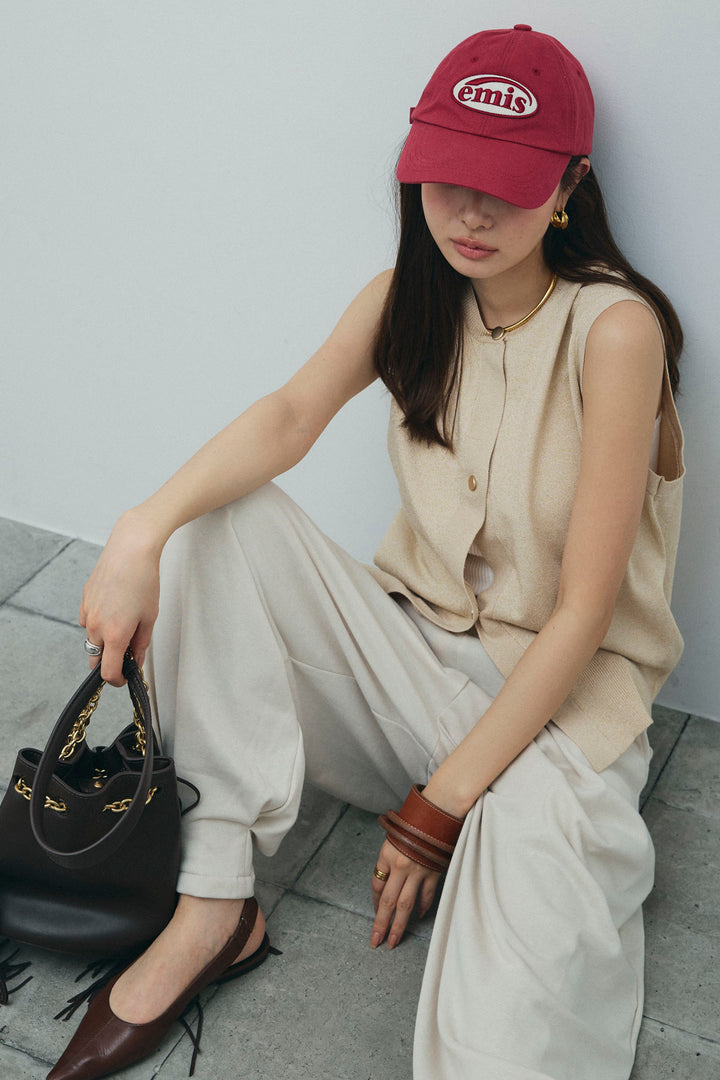 [予約/SET]ラメベスト+タックボリュームスウェットパンツ(2set)