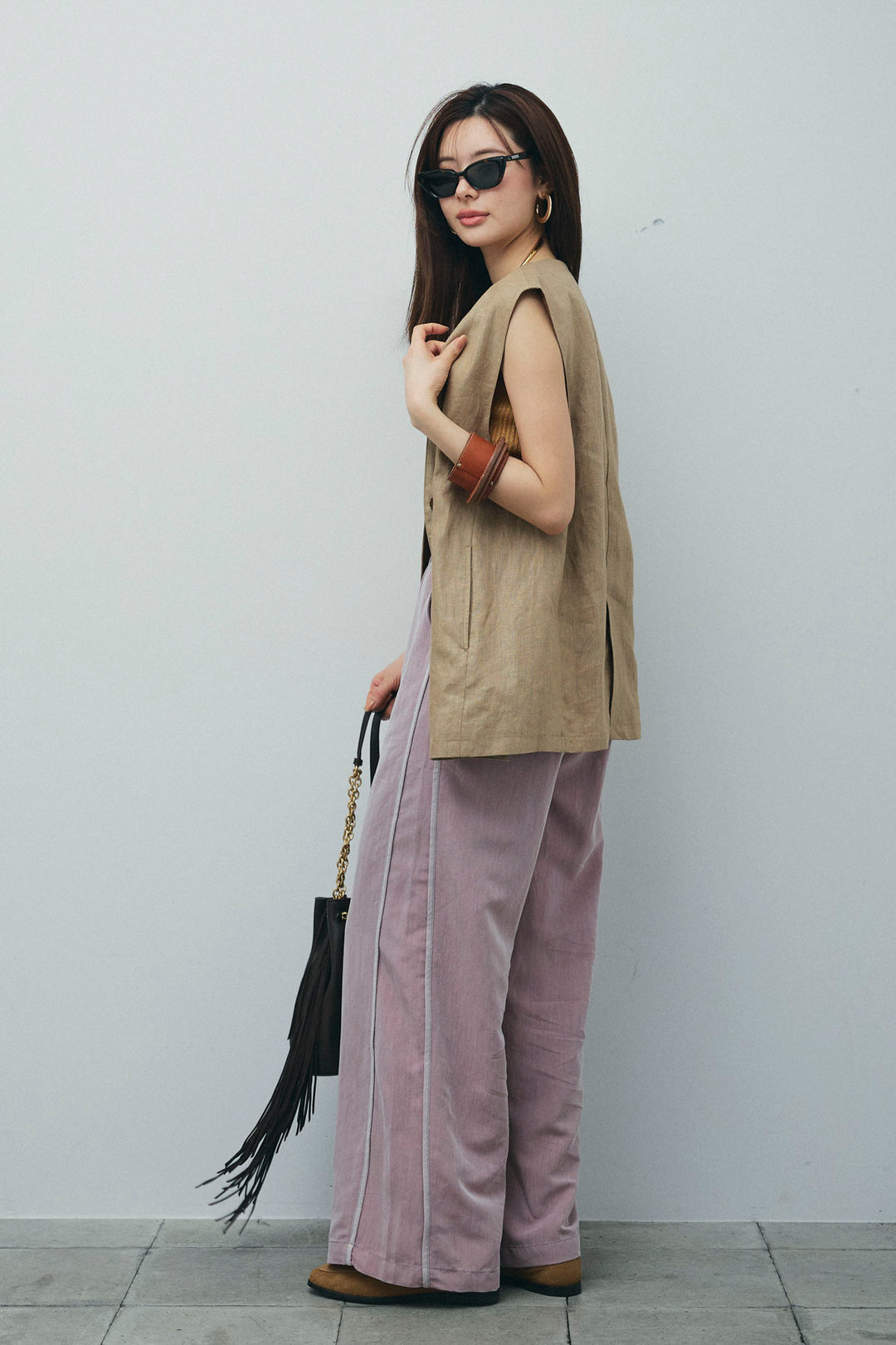 [予約/SET]ノーカラージレ+サイドラインリラックスパンツ(2set)