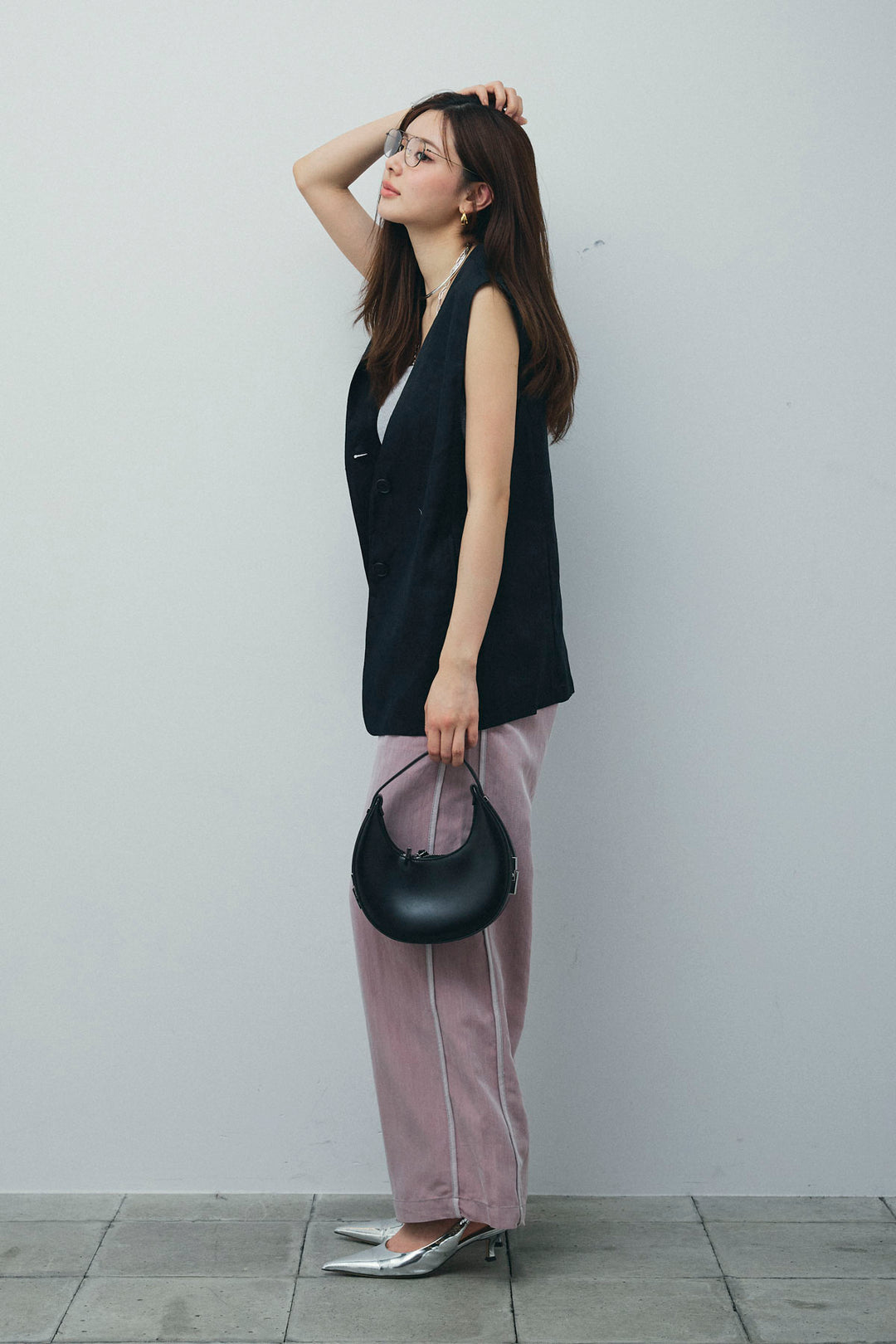 [予約/SET]ノーカラージレ+ドロストラメニットキャミ+サイドラインリラックスパンツ(3set)