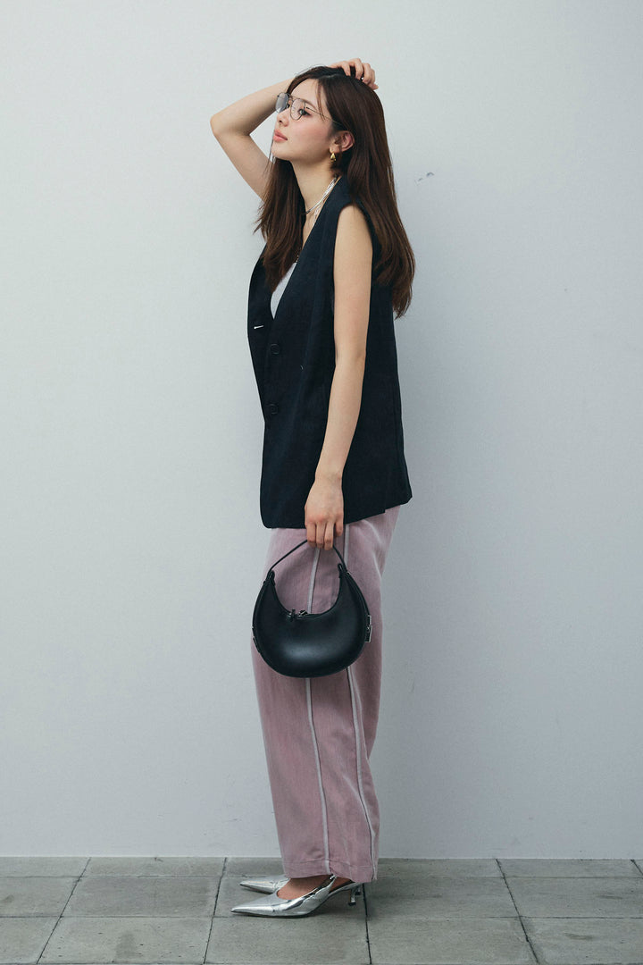 [予約/SET]ノーカラージレ+ドロストラメニットキャミ+サイドラインリラックスパンツ(3set)