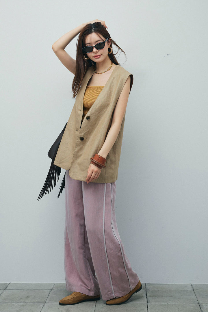 [予約/SET]ノーカラージレ+サイドラインリラックスパンツ(2set)