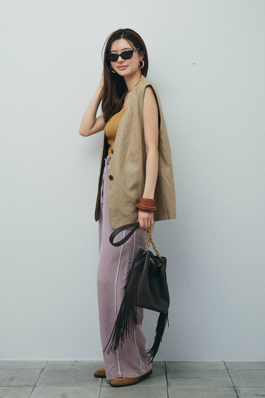 [予約/SET]ノーカラージレ+サイドラインリラックスパンツ(2set)