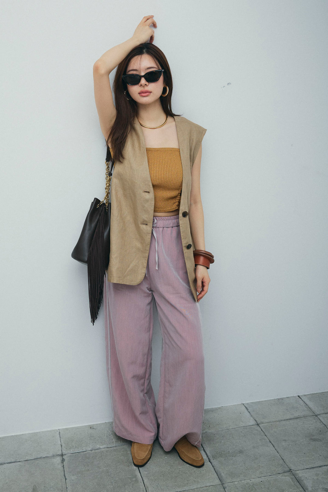 [予約/SET]ノーカラージレ+サイドラインリラックスパンツ(2set)