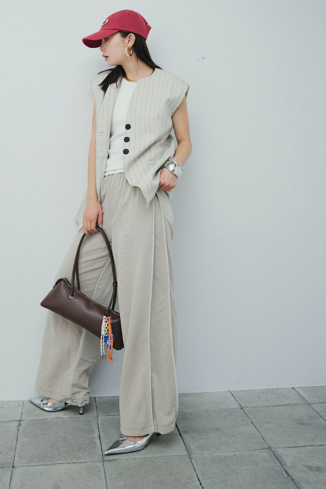 [予約/SET]ストライプBIGジレ+サイドラインリラックスパンツ(2set)