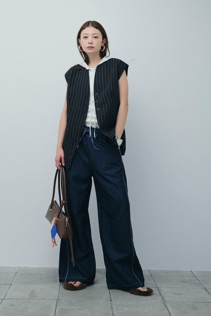 [予約/SET]ストライプBIGジレ+サイドラインリラックスパンツ(2set)