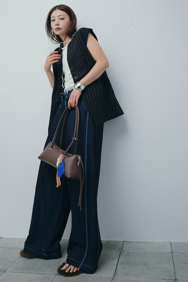 [予約/SET]ストライプBIGジレ+サイドラインリラックスパンツ(2set)