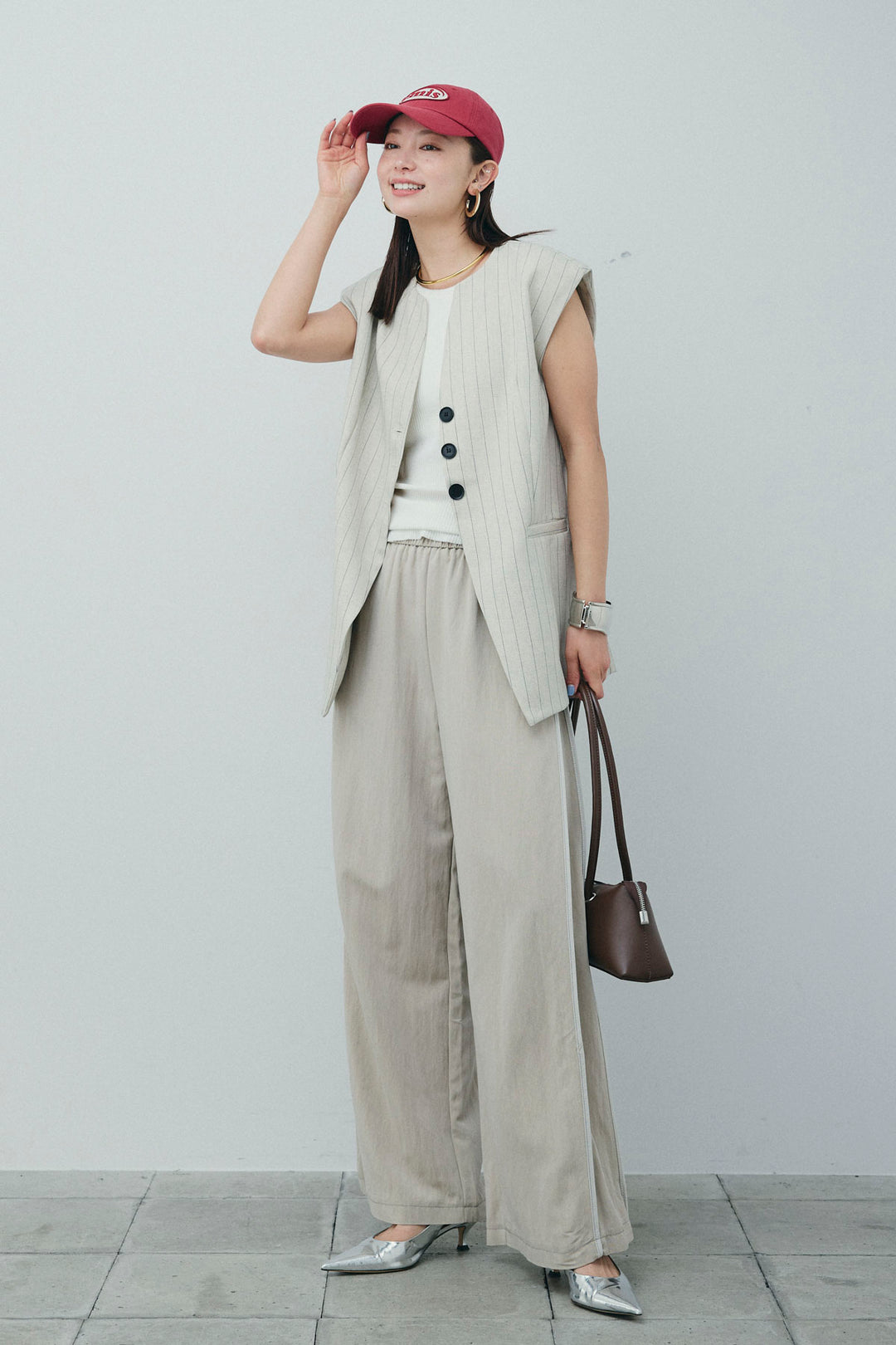 [予約/SET]ストライプBIGジレ+サイドラインリラックスパンツ(2set)