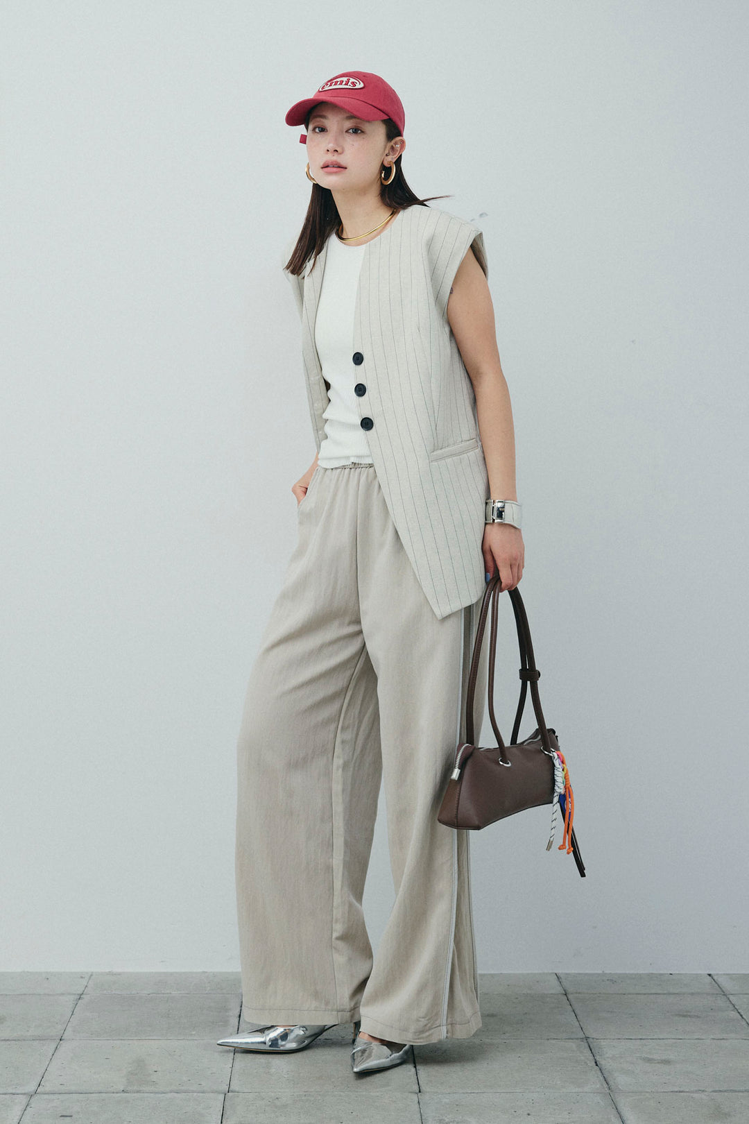 [予約/SET]ストライプBIGジレ+サイドラインリラックスパンツ(2set)