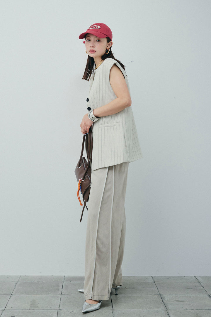 [予約/SET]ストライプBIGジレ+サイドラインリラックスパンツ(2set)