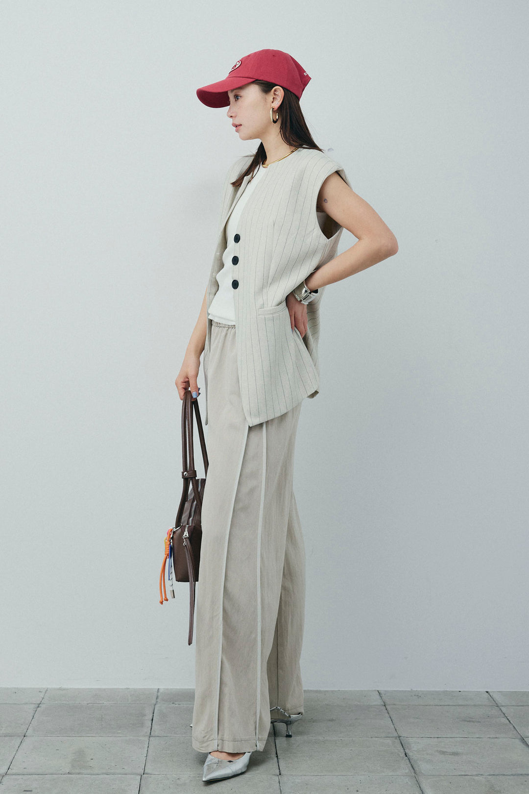 [予約/SET]ストライプBIGジレ+サイドラインリラックスパンツ(2set)