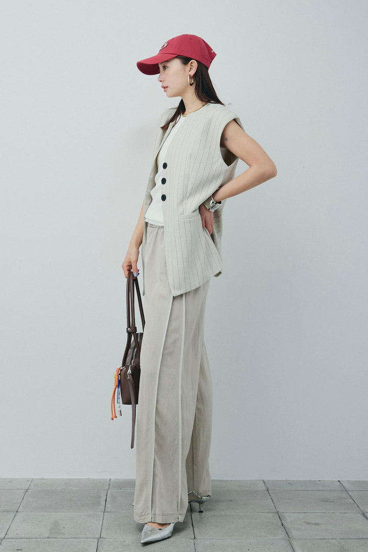 [予約/SET]ストライプBIGジレ+サイドラインリラックスパンツ(2set)