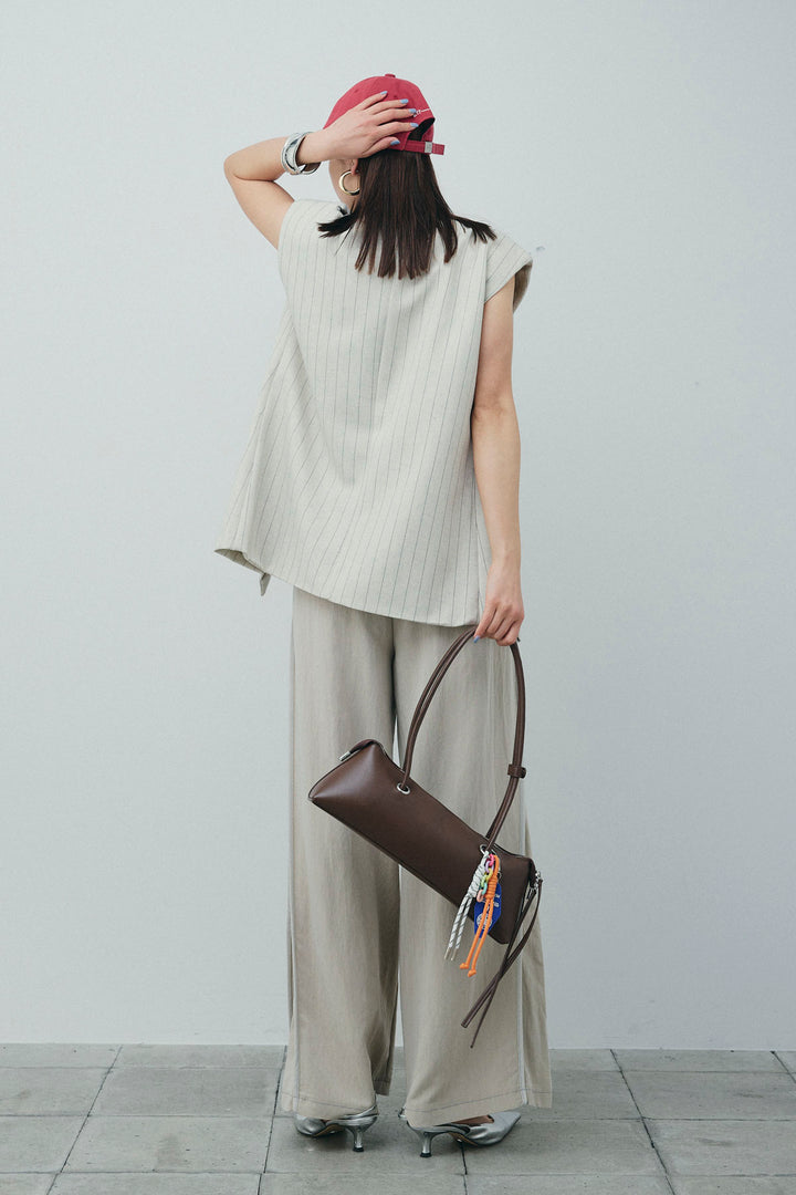 [予約/SET]ストライプBIGジレ+サイドラインリラックスパンツ(2set)